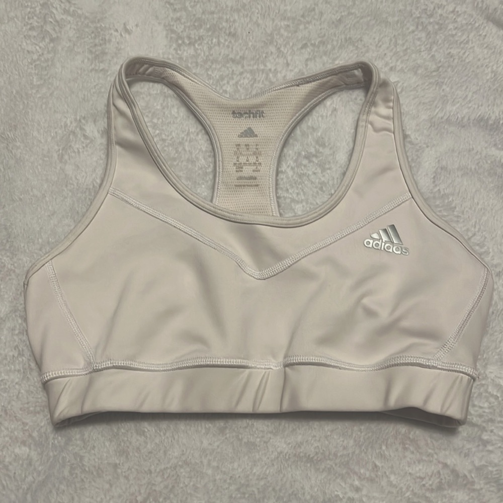 Adidas techfit white sports bra